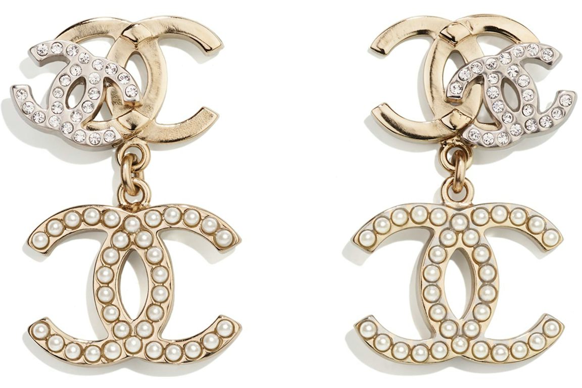Chanel Pearly White Earrings Gold/Silver
