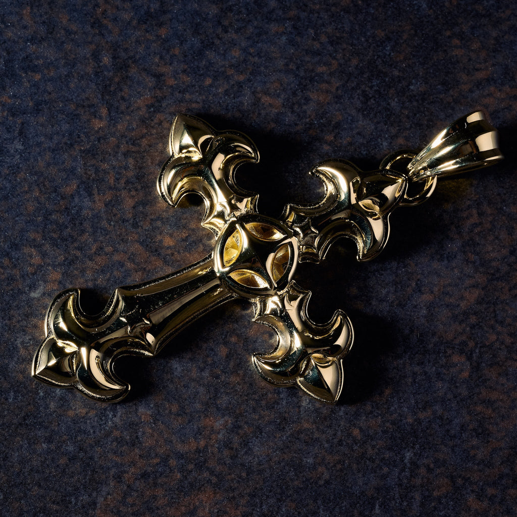 GLD X Bloody Osiris Large Cross Pendant in Yellow Gold Vermeil