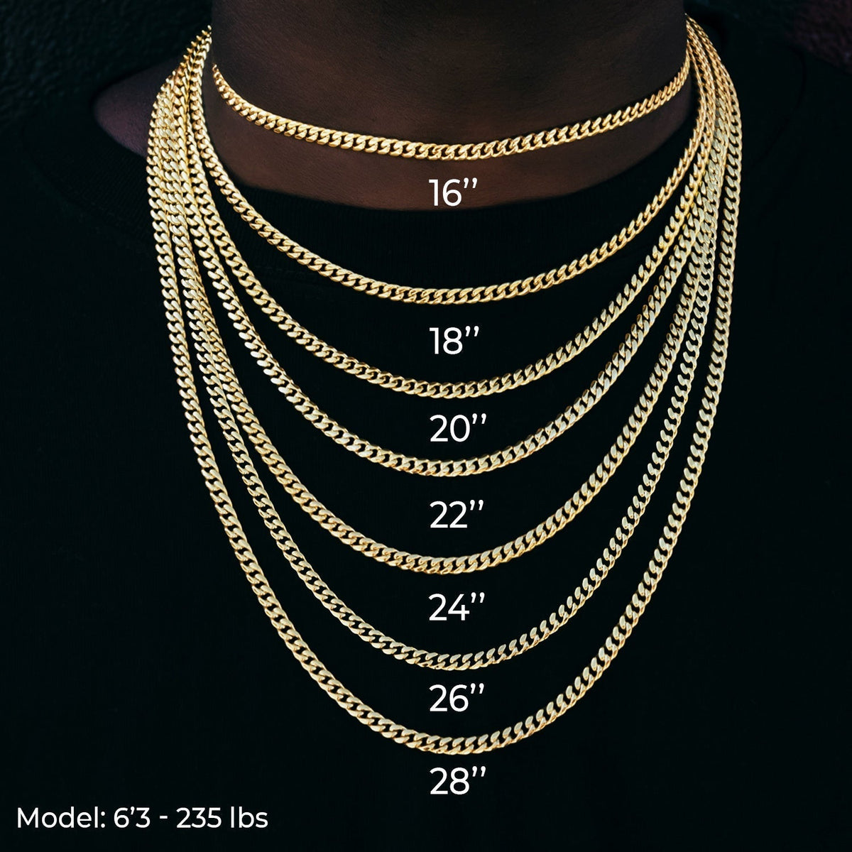Palm Chain in Black - 2mm